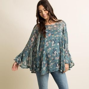 Pink Blush one size poncho sheer shirt